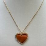 Collier Gravure  Cœur Strass